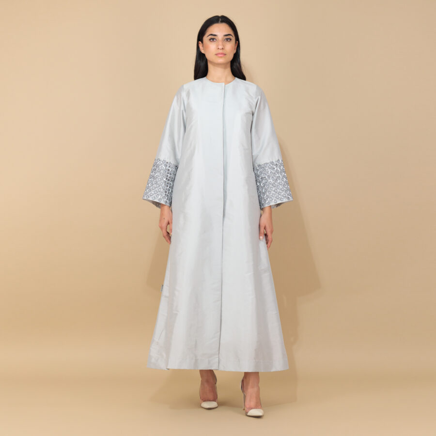 Silver Moon Embroidered Abaya - Image 3
