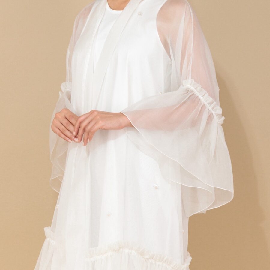 White Ethereal Wedding Abaya - Image 3